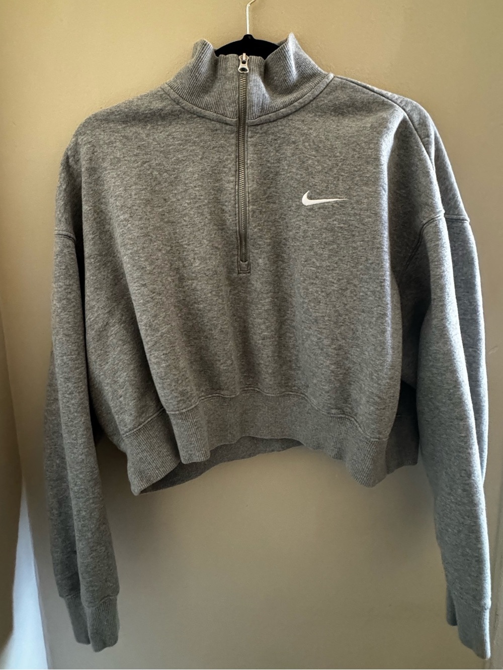 Nike Gray Quarter-Zip Cropped Sweatshirt